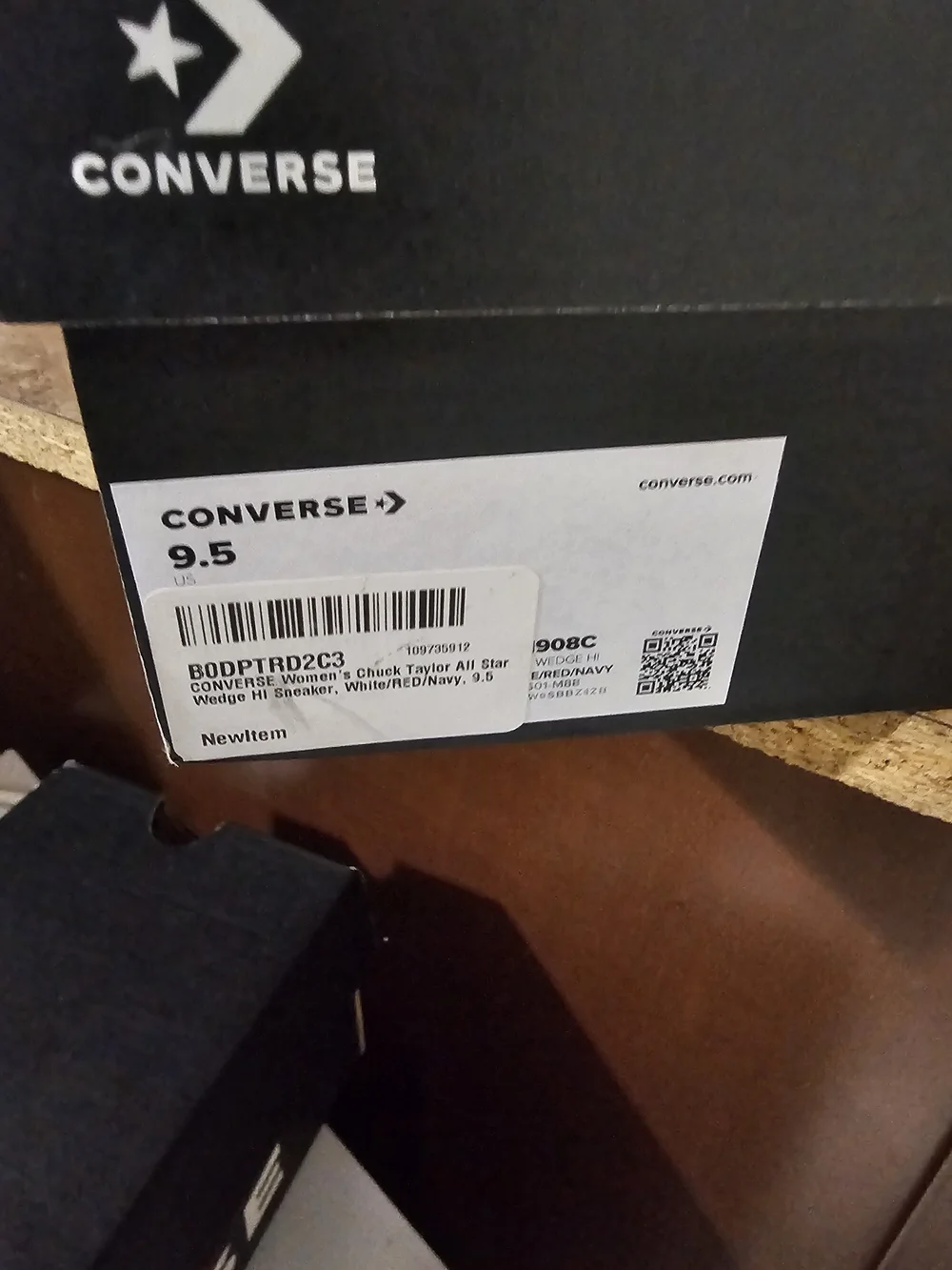 Converse White High-Top Canvas Sneakers with Red & Navy Trim